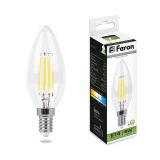 Лампа светодиодная LED 5вт Е14 белый свеча FILAMENT 25573 FERON