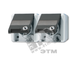 Розетка двойная горизонтальная SCHUKO 16A 250V с полем для надписи IP44 8220NAWSL JUNG
