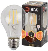 Лампа светодиодная филаментная F-LED A60-5W-827-E27 (филамент, груша, 5Вт, тепл, Е27) (25/50/1200) Б0019010 ЭРА