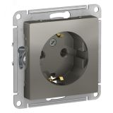 Розетка ATLASDESIGN с заземлением 16А механизм сталь ATN000943 Systeme Electric