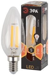 Лампа светодиодная филаментная F-LED B35-5W-827-E14 (филамент, свеча, 5Вт, тепл, E14 (10/100/5000) Б0043435 ЭРА