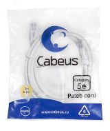 Патч-корд U/UTP, категория 5е, 2xRJ45/8p8c, неэкранированный, белый, PVC, 2м 7677c Cabeus