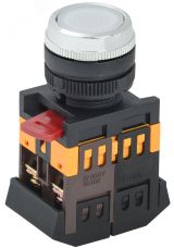 Кнопка белая ABLFS-22 1з+1р плоская с подсветкой неон 240В BBT30-ABLFS-K01 IEK