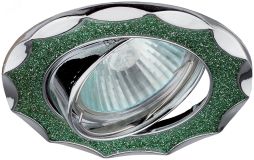 Светильник декор звезда со стеклянной крошкой MR16,12V/220V, 50W, хром/зеленый DK17 CH/SH GR C0043754 ЭРА