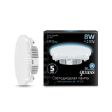 Лампа светодиодная LED 8вт GX53 белый таблетка Gauss LD108008208 GAUSS