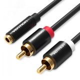 Аудио кабель Jack 3.5 мм F на 2RCA M, 2 м. 1000699353 Vention