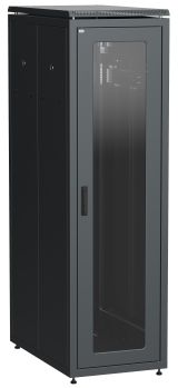Шкаф сетевой 19'' LINEA N 42U 600х1000 мм стеклянная передняя дверь. задняя перфорированная черный LN05-42U61-GP ITK