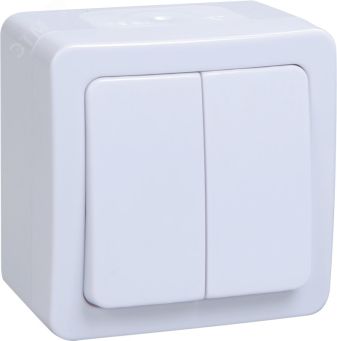 Гермес PLUS Выключатель двухклавишный ВС20-2-0-ГПБ наружный IP54 EVMP20-K01-10-54-EC IEK