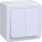 Гермес PLUS Выключатель двухклавишный ВС20-2-0-ГПБ наружный IP54 EVMP20-K01-10-54-EC IEK