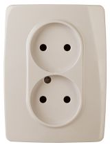 Розетка 2X2P, 16А-250В, б.л., Эра12, слоновая кость, 12-2007-02 Б0038811 ЭРА