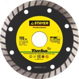 Круги отрезные алмазные TURBO 115 мм 22.2 мм Professional 3662-115_z01 STAYER