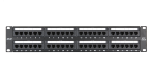Панель 19'' 2U 48 портов Кат.5e RJ45/8P8C неэкран черная ЭКО27018 NETLAN
