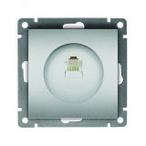 Розетка компьютерная одноместная UNIVersal серия Афина, с/у, 1А, RJ45, серебро (еврослот), механизм A0051-S UNIVersal