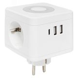 Тройник Куб 2 гнезда 2USB 2,4А+Type C + Ночник UBA-CUB-T2-TC EKF