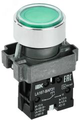 Кнопка LA167-BAF31 d=22мм 1з зеленая BBT20-BAF31-1-22-67-K06 IEK