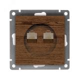 Розетка компьютерная двухместная UNIVersal серия Афина с/у, 1А, RJ45, венге (еврослот), механизм A1086-V UNIVersal