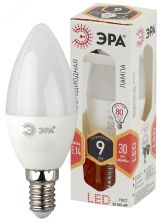 Лампа светодиодная LED B35-9W-827-E14 (диод, свеча, 9Вт, тепл, E14 (10/100/3500) Б0027969 ЭРА