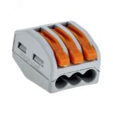 Клемма СМК 222-413 с рычагом 3 отверстия 0,08-2,5(4.0)мм2 (100шт.) plc-smk-413 EKF