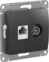 GLOSSA РОЗЕТКА двойная ТВ + компьютерная RJ45, кат. 5Е, АНТРАЦИТ GSL000789 Systeme Electric