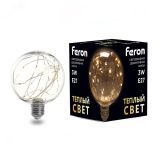 Лампа светодиодная LED 3вт Е27 прозрачный 2700К шар G95 41677 FERON