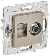 SKANDY Розетка двойная TV+RJ45 кат.5E SK-A14Sh шампань IEK SK-AK20-1-K37 IEK