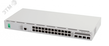 Коммутатор управляемый L3 PoE+ 24 порта 10/100/1000 Мб/с, 4хSFP, SFP+, 48В DC 1000691759 ELTEX