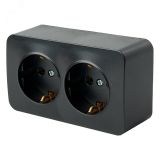 Розетка двухместная с/з 250В 10А серия София черный матовый STEKKER 49498 STEKKER