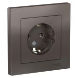 Розетка ATLASDESIGN с заземлением со шторками 16А в сборе мокко ATN000644 Systeme Electric