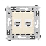 Avanti Компьютерная розетка RJ-45 без шторки в стену, кат.5е двойная,  Ванильная дымка 4405664 DKC