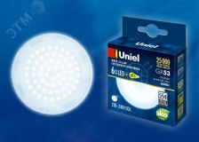 Лампа светодиодная матовая LED-GX53-6W-6500K-GX53-FR PLZ01WH Дневной свет 6500K Картон ТМ Uniel UL-00005311 Uniel