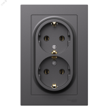 ATLASDESIGN РОЗЕТКА двойная с заземлением, 16А, в сборе, БАЗАЛЬТ ATN001424 Systeme Electric