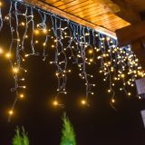 Гирлянда Айсикл Бахрома светодиодная 3,2х0,9 м, 120 LED, черный провод каучук, теплое белое свечение 255-216 Neon-Night