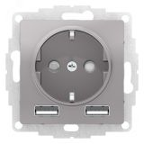 РОЗЕТКА ATLASDESIGN 16А c 2 USB A+A, 5В/2,4А, 2х5В/1,2А, механизм, АЛЮМИНИЙ ATN000330 Systeme Electric