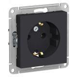 Розетка ATLASDESIGN с заземлением 16А механизм карбон ATN001043 Systeme Electric