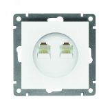 Розетка компьютерная двухместная серия Афина с/у, 1А, RJ45, белая (еврослот) A1086 UNIVersal