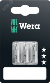 Бита 867/1 Z TORX SB вязкая твердость хвостовик 1/4 C 6.3 TX 10x25 TX 20x25 TX 15x25 3 шт с держателем-еврослот WE-073375 Wera
