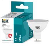 Лампа светодиодная MR16 софит 5Вт 230В 4000К GU5.3 IEK LLE-MR16-5-230-40-GU5 IEK