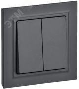 BRITE Выключатель двухклавишный 10А в сборе ВСР10-2-0-БрГ графит IEK BR-V20-0-10-K53-F IEK