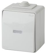 Переключатель с подсветкой IP65, 10АХ-250В, ОУ, Эра Эксперт, серый,11-1610-03 Б0035981 ЭРА