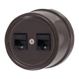Розетка RJ45 информационная двойная, пластик, цвет коричневый B1-302-22 Bironi