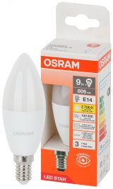 Лампа светодиодная LED Star Свеча 9Вт (замена 75Вт), 806Лм, 2700К, цоколь E14 OSRAM 4058075696655 LEDVANCE