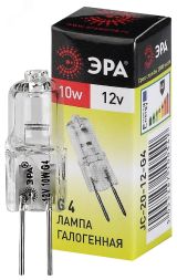 Лампа накаливания галогенная G4-JC-10W-12V (галоген, капсула, 10Вт, нейтр, G4) (100/1000/35000) C0027367 ЭРА