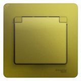 GLOSSA розетка с заземлением со шторками с крышкой в сборе IP20 фисташковый GSL001046 Systeme Electric