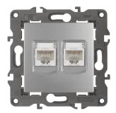 Розетка 2хRJ45, Эра Elegance, алюминий, 14-3108-03 Б0034310 ЭРА