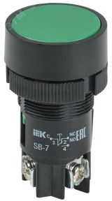 Кнопка зеленая SВ-7 Пуск 1з+1р 22мм 240В BBT40-SB7-K06 IEK