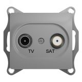 GLOSSA Розетка телевизионная TV-SAT одиночная в рамку 1дБ алюминий GSL000397 Systeme Electric