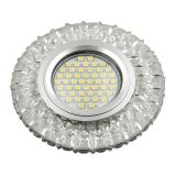 DLS-L138 GU5.3 GLASSY/CLEAR Светильник декоративный встраиваемый, серия Luciole. Без лампы, цоколь GU5.3. Доп. светодиодная подсветка 3Вт. Стекло. Зеркальный/прозрачный. ТМ Fametto UL-00003868 Uniel