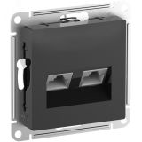 ATLASDESIGN РОЗЕТКА двойная компьютерная RJ45+RJ45, кат.6А, механизм, КАРБОН ATN001088 Systeme Electric