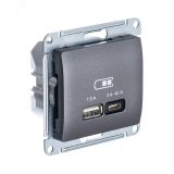 GLOSSA USB РОЗЕТКА A + тип-C 45W высокоскор.заряд. QC, PD, механизм, ГРАФИТ GSL001329 Systeme Electric