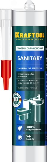 Герметик санитарный силиконовый Sanitary 300 мл прозрачный 41255-2 KRAFTOOL